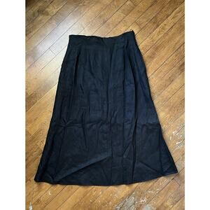 ✨VTG Ralph Lauren Blue Label Black A-line Midi linen Skirt Size 14